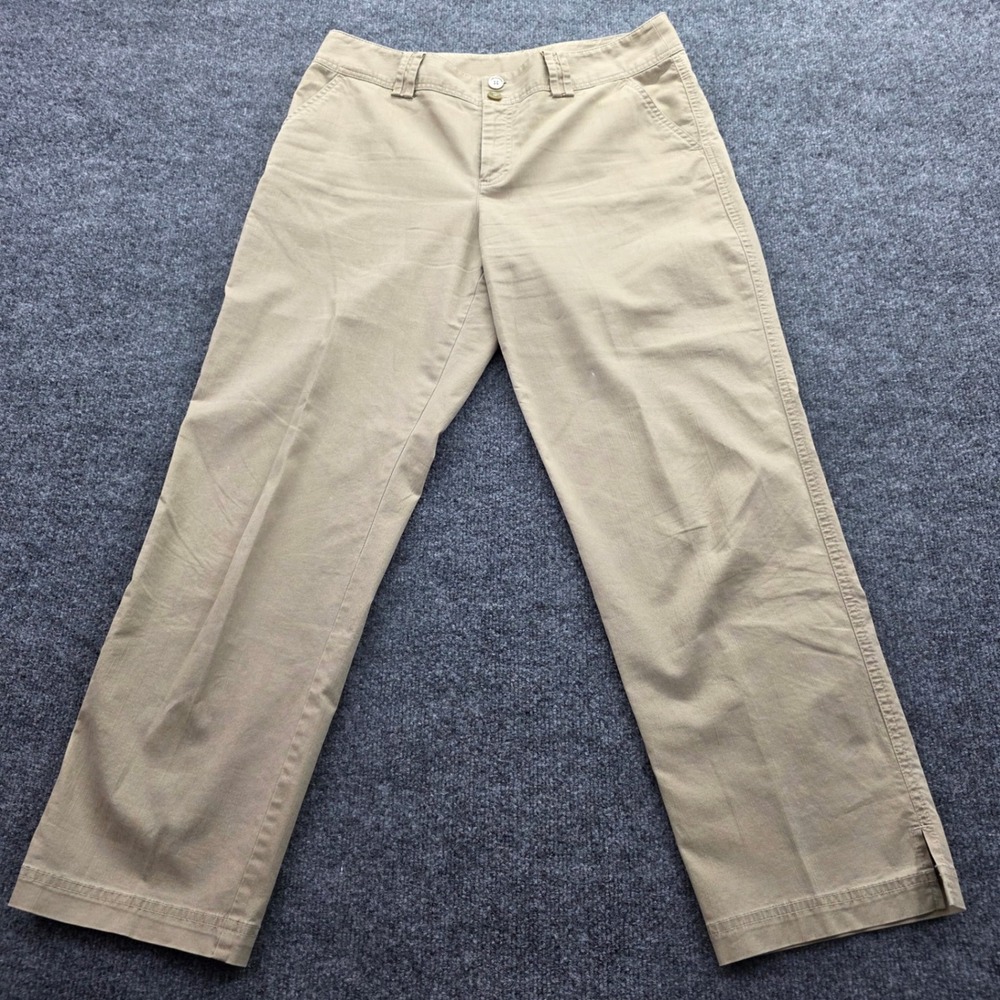 Rafaella Khaki Chino Pant Womens 12 Tan Stretch Cotton Straight Leg Cargo Pocket